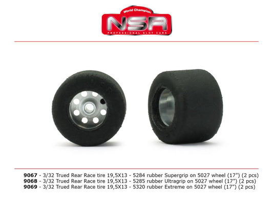 NSR 9068 3/32 Trued Race Tyre 19.5 x 13 (5285/5027) 2pcs 1:32