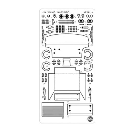 Nunu Etch Set For Volvo 240 Turbo 1986 ETCC 24013 1:24 Plastic Model Kit E24013