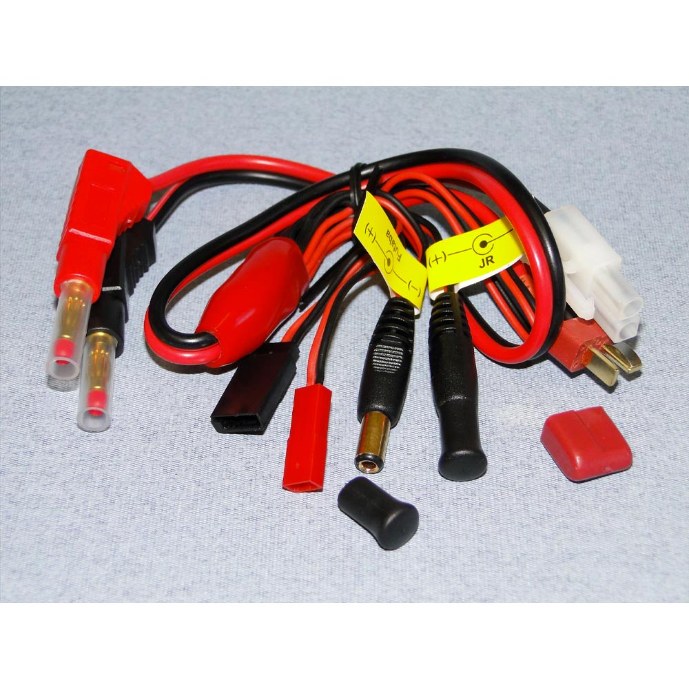 Logic RC Charge Lead 4mm Gold to Deans, Tamiya, 3-Pin RX, Futaba & JR TX Jack