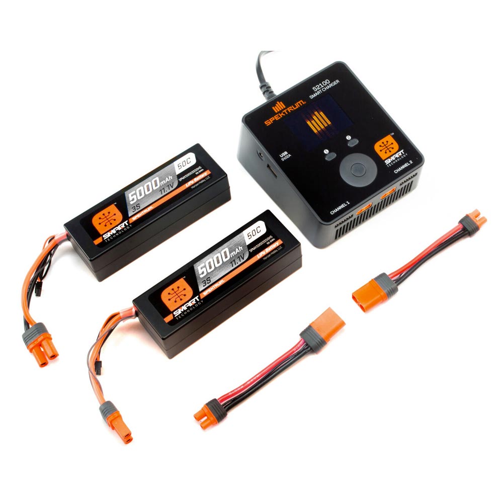 Spektrum Smart PowerStage Bundle 2 x 3S 11.1V 5000mAh Batteries IC5 & Charger