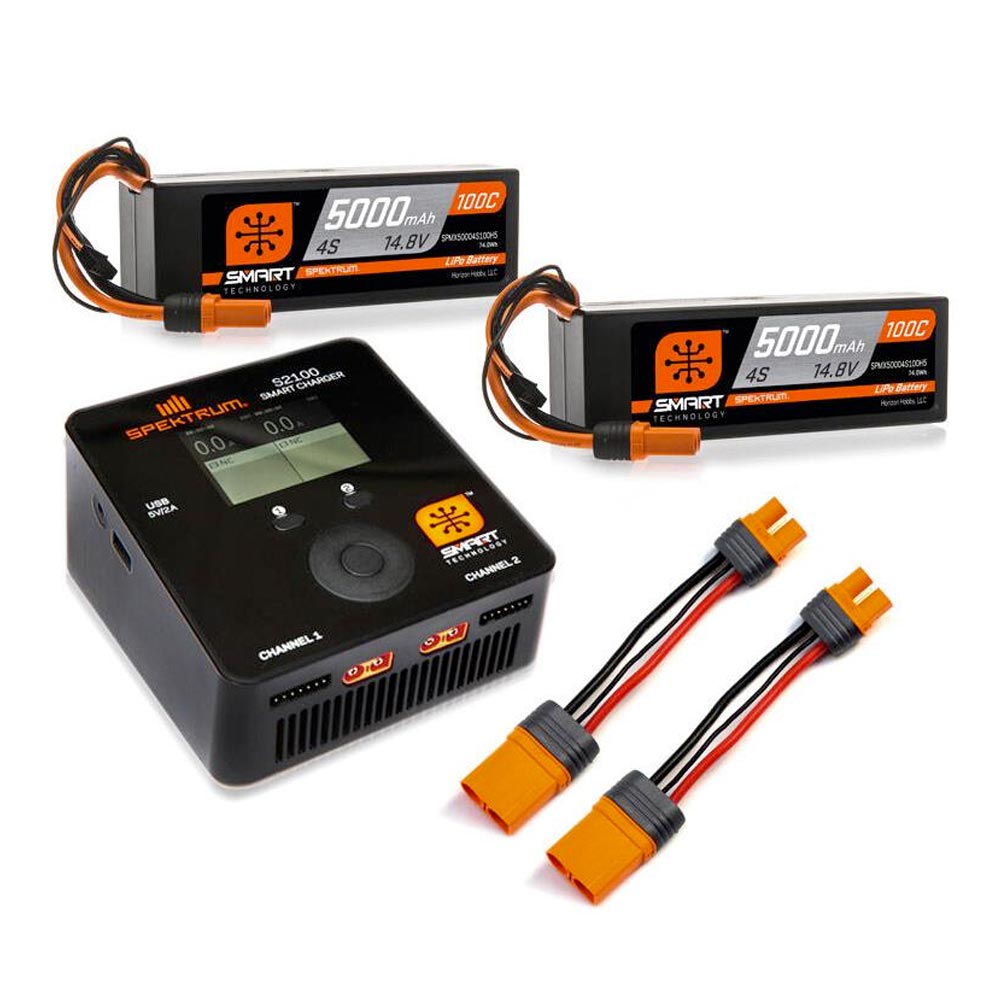Spektrum Smart Powerstage Bundle 2x4S 14.8V 5000mAh Batteries 100C IC5 & Charger