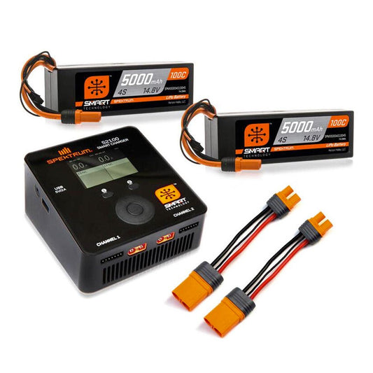 Spektrum Smart Powerstage Bundle 2x4S 14.8V 5000mAh Batteries 100C IC5 & Charger