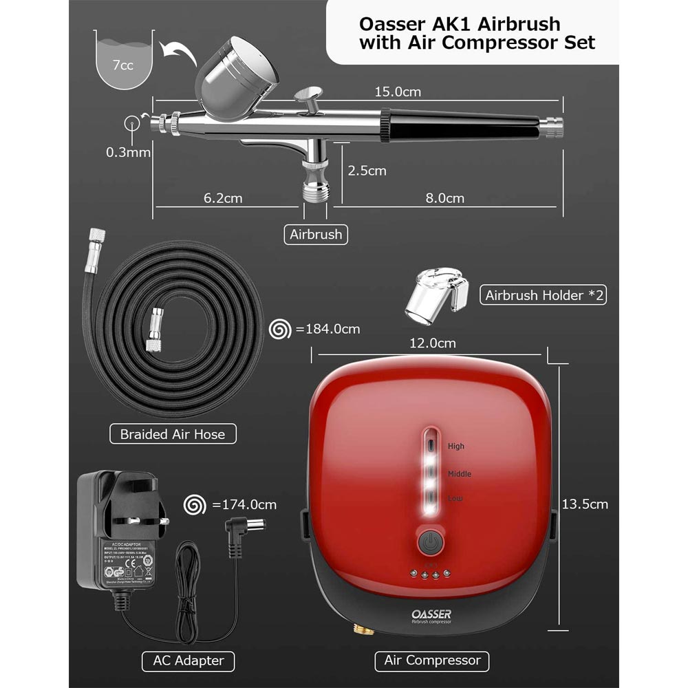 Oasser AK1 Airbrush Compressor Kit Ideal for Model Airbrushing