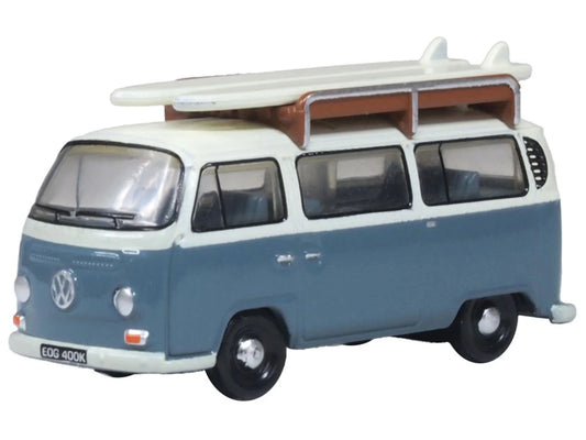Oxford Diecast VW Bay Window T2 Bus/Surfboards Fiord Blue/Arcona White