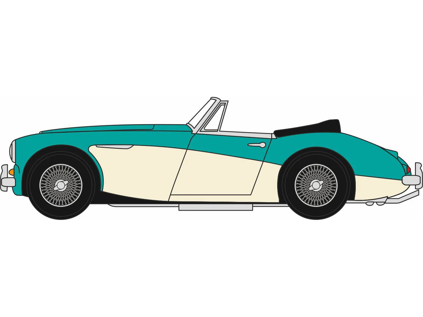 Oxford Diecast Austin Healey 3000 Florida Green/Ivory White OD76AH3007 OO