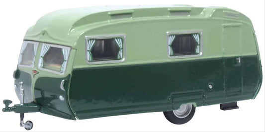 Oxford Diecast 76CC003 Carlight Continental Caravan Dark Green/Sage Green OO