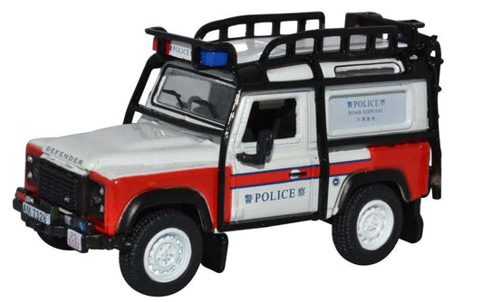 Oxford Diecast 76LRDF011 Land Rover Defender 90 Station Wag. Hong Kong Police OO