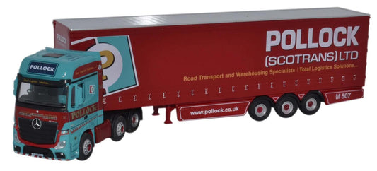 Oxford Diecast 76MB002 Mercedes Actros MP4 GSC Actros Curtainside Pollock OO