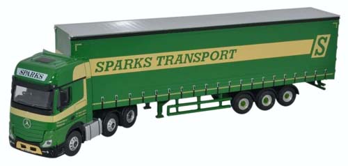 Oxford Diecast 76MB006 Mercedes Actros GSC Curtainside Sparks Transport OO Gauge