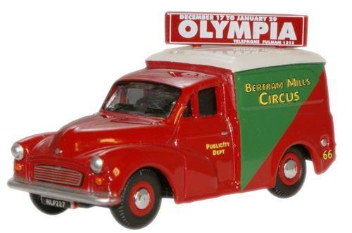 Oxford Diecast 76MM058 Morris Minor Van Bertram Mills OO Gauge