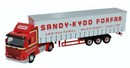 Oxford Diecast 76S143004 Scania 143 Short Curtainside Sandy Kydd OO Gauge