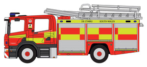Oxford Diecast 76SFE012 Scania Pump Ladder CP28 South Wales Fire & Rescue OO