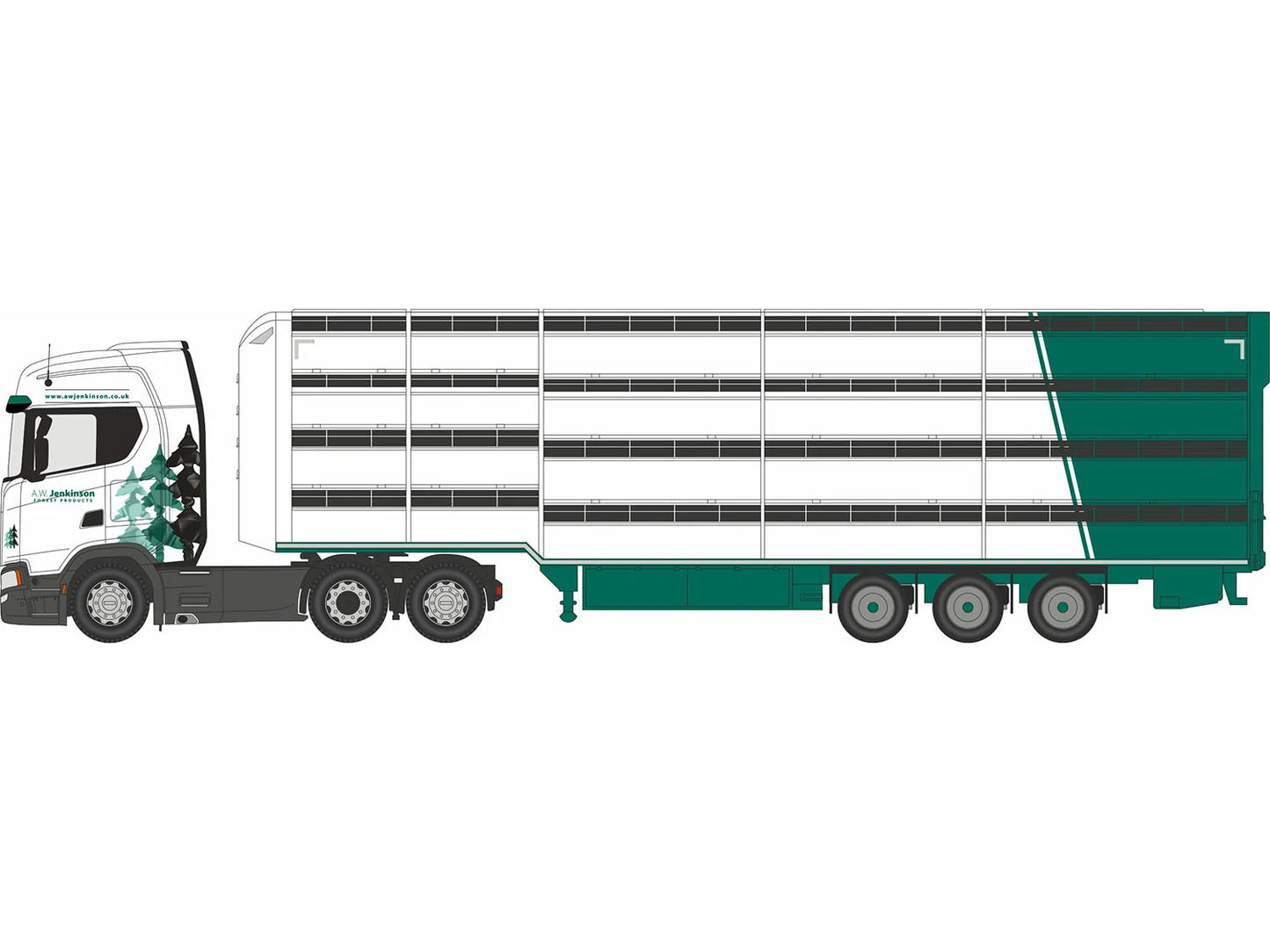 Oxford Diecast Scania S Series Livestock Trailer A W Jenkinson OD76SNG006 OO