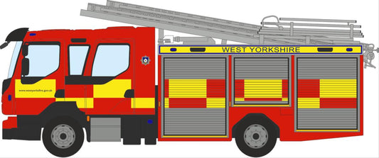Oxford Diecast 76VEO001 Volvo FL Emergency One Pump Ladder West Yorkshire OO