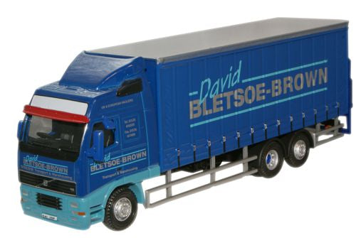 Oxford Diecast 76VOL01CL Volvo FH Curtainside Lorry David Bletsoe Brown OO Gauge