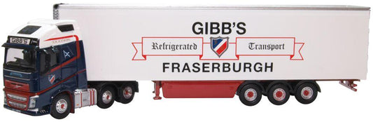 Oxford Diecast 76VOL4011 Volvo FH4 GXL '13 Fridge Trailer Gibbs Fraserburgh OO