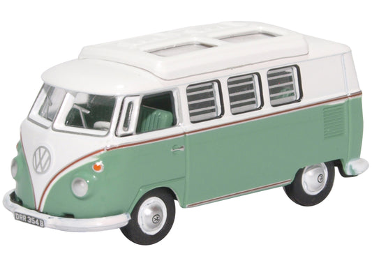 Oxford Diecast 76VWS002 VW Split Screen T1 Camper Turquoise/White OO Gauge