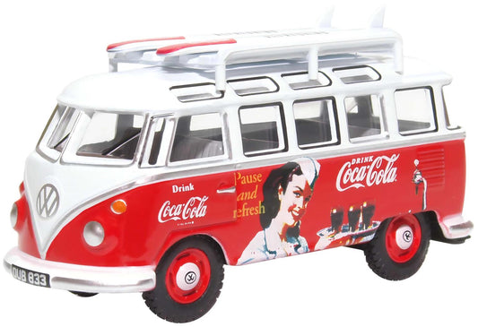 Oxford Diecast 76VWS008CC VW T1 Bus and Surfboards Coca Cola OO Gauge