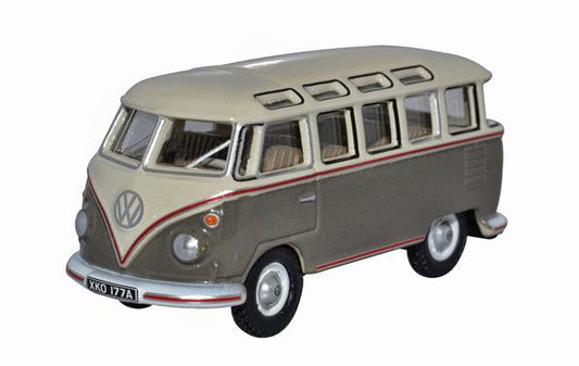 Oxford Diecast 76VWS009 Volkswagen T1 Samba Bus Mouse Grey/Pearl White OO Gauge