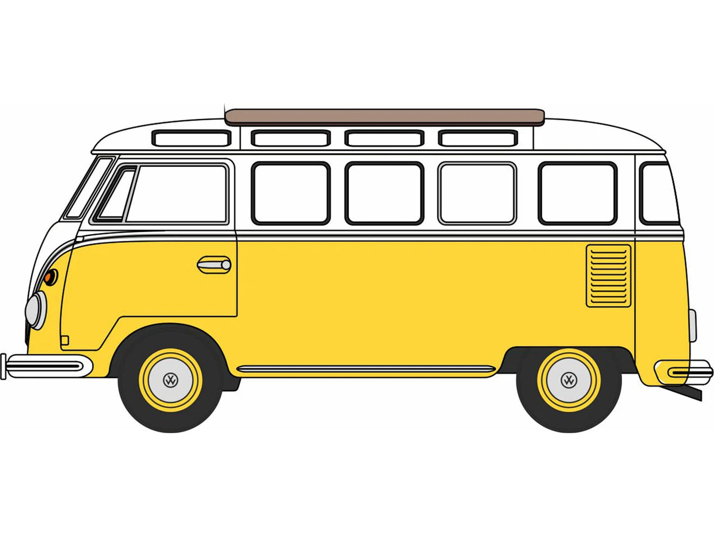 Oxford Diecast VW T1 Split Screen Samba Bus Yellow/White OD76VWS014 OO Gauge