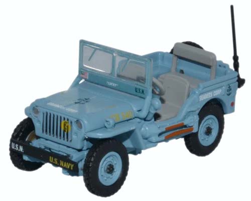 Oxford Diecast 76WMB002 Willys Jeep MB US Navy Seebees OO Gauge