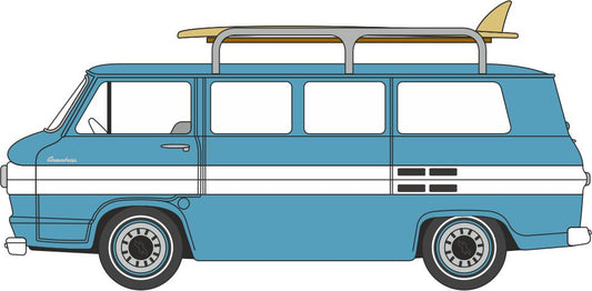 Oxford 1961 Chevrolet Corvair Greenbrier Passenger Wagon Turq/Wht OD87CG61001 HO Gauge