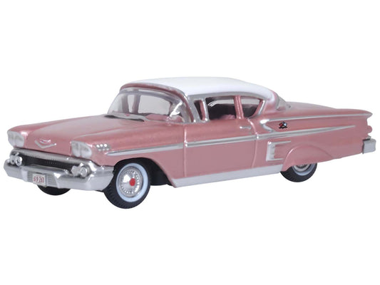 Oxford Diecast Chevrolet Impala Sport Coupe 1958 Cay Coral Metallic/White OD87CIS58001 HO Gauge