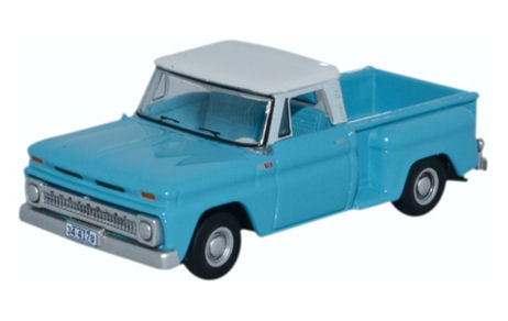 Oxford Diecast 87CP65001 Chevrolet Stepside Pick Up 1965 Light Blue/White HO