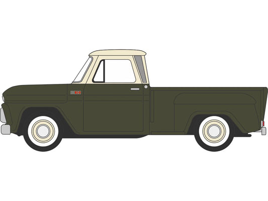 Oxford Diecast 1965 Chevrolet Stepside Pickup Dark Green/Ivory OD87CP65008 HO