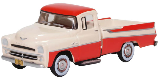 Oxford Diecast 87DP57001 Dodge D100 Sweptside Pick Up '57 Coral/Glacier White HO