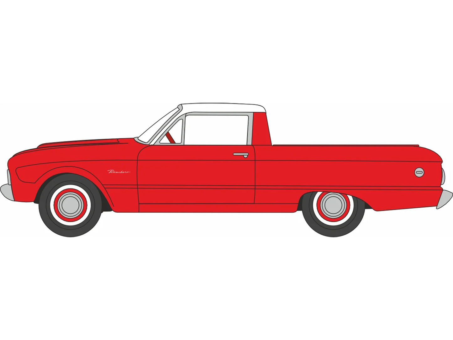 Oxford Diecast 1960 Ford Falcon Ranchero Monte Carlo Red/Corinthian White