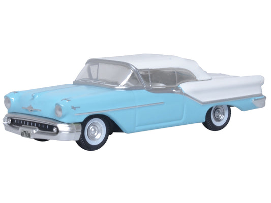 Oxford Diecast 1957 Oldsmobile 88 Convertible Banff Blue/White HO 87OC57002