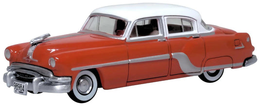 Oxford Diecast Pontiac Chieftan 4 Door 1954 Coral Red/Winter White OD87PC54004 HO Gauge