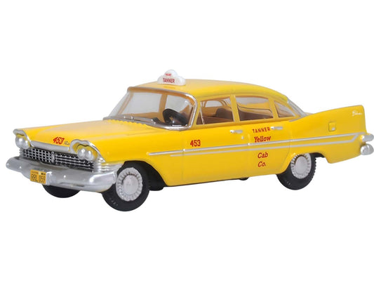 Oxford Diecast 1959 Plymouth Savoy Sedan Tanner Yellow Cab Co HO Gauge 87PS59002