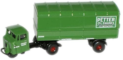 Oxford Diecast NMH008 Scammell Mechanical Horse Van Trailer Southern Railways N