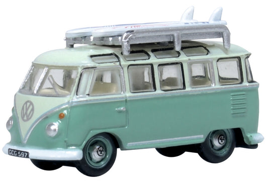 Oxford Diecast Volkswagen Split Screen T1 Samba Bus Turquoise/Blue White ODNVWS005 N Gauge