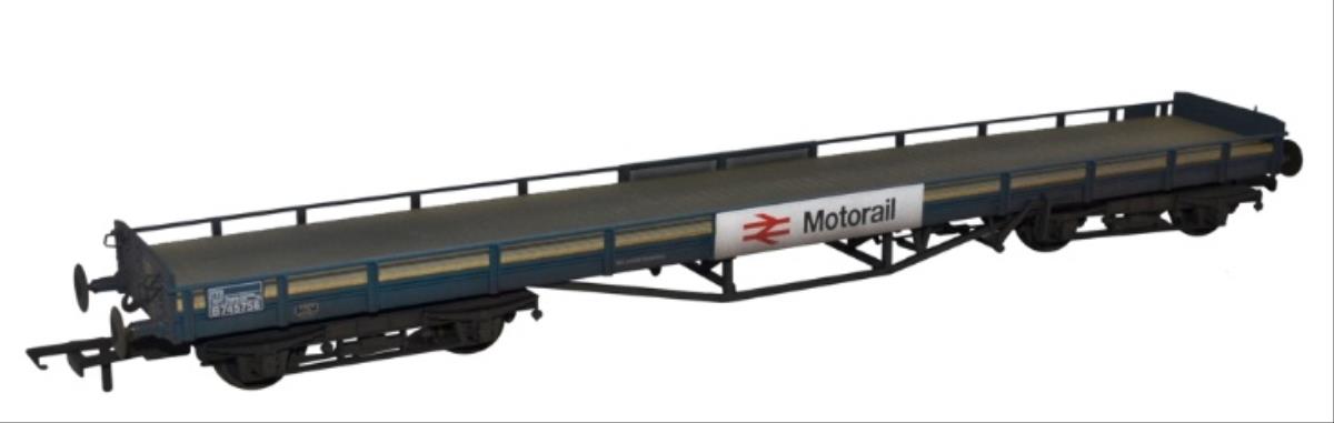 Oxford Diecast Carflat Wagon Motorail B745758 Weathered OR76CAR003BW OO Gauge