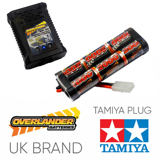 Overlander 2000mah 7.2v Battery & NX-20 2A NiMH Charger - RC Car Tamiya etc