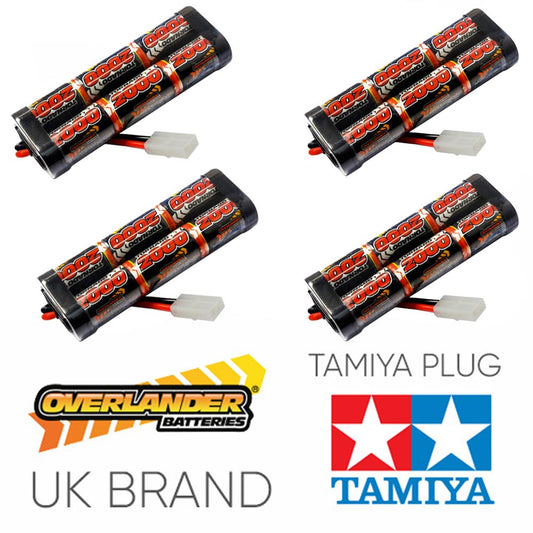 Overlander 4x 2000mah 7.2v Nimh Battery Pack Stick - Tamiya RC Car Boat