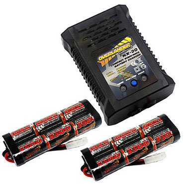Overlander 3300mah 7.2v Battery x2 & NX-20 2A NiMH Charger - RC Car Tamiya