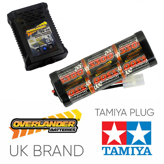 Overlander 3300mah 7.2v Battery & NX-20 2A NiMH Charger - RC Car Tamiya etc