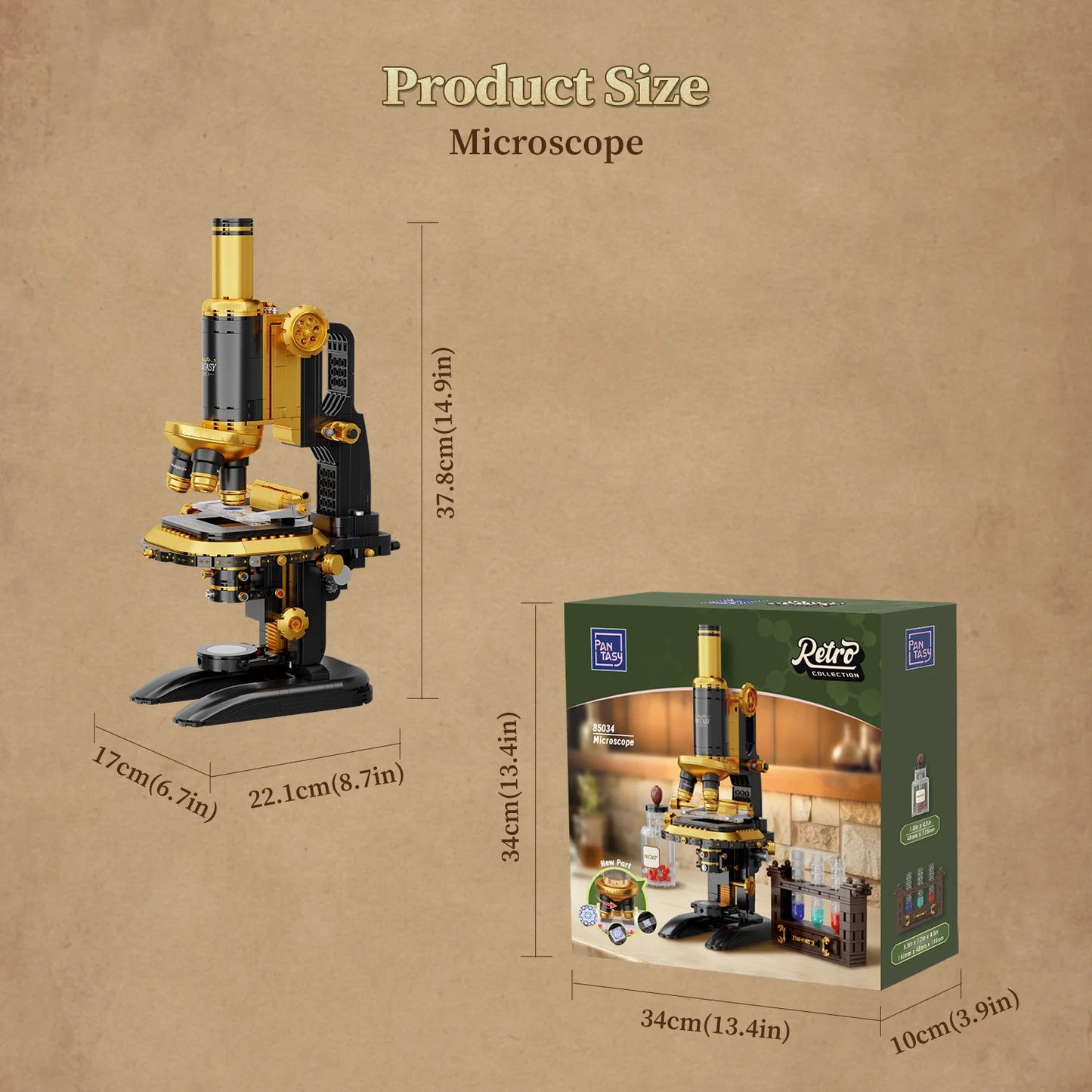 Pantasy Retro Microscope with Accessories Set - 1107pcs PA85034