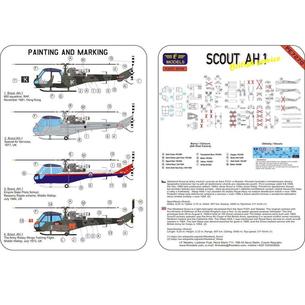 LF Models Westland Scout AH.1 British Service 1:72 Model Kit PE7270