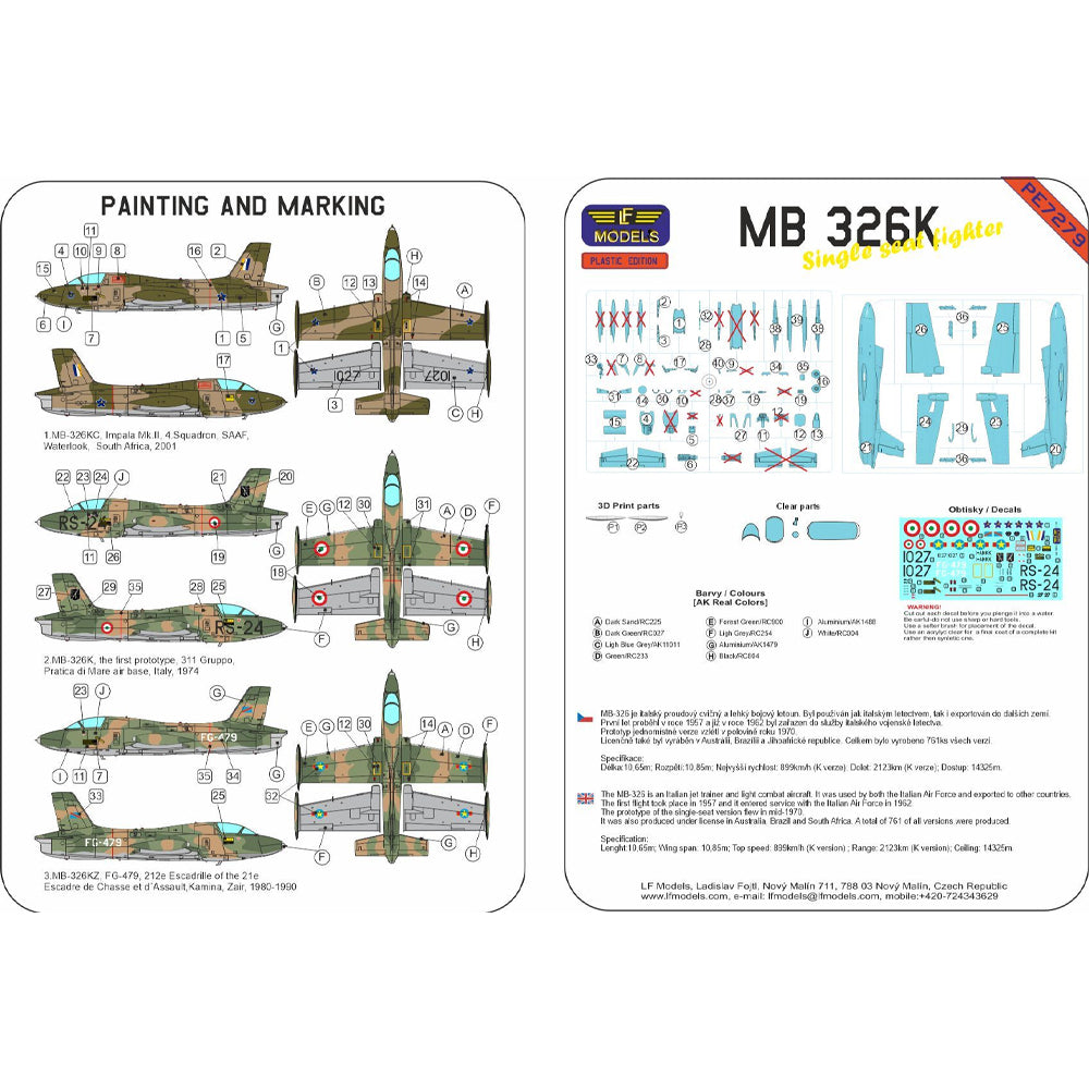 LF Models PE7279 MB-326K Impala Single Seat Fighter 1:72 Model Kit