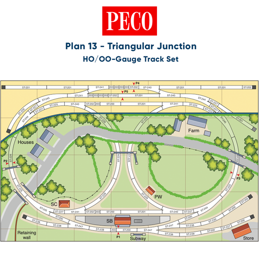 PECO Plan 13: Triangular Junction, almost! - Complete HO/OO Gauge Track Pack