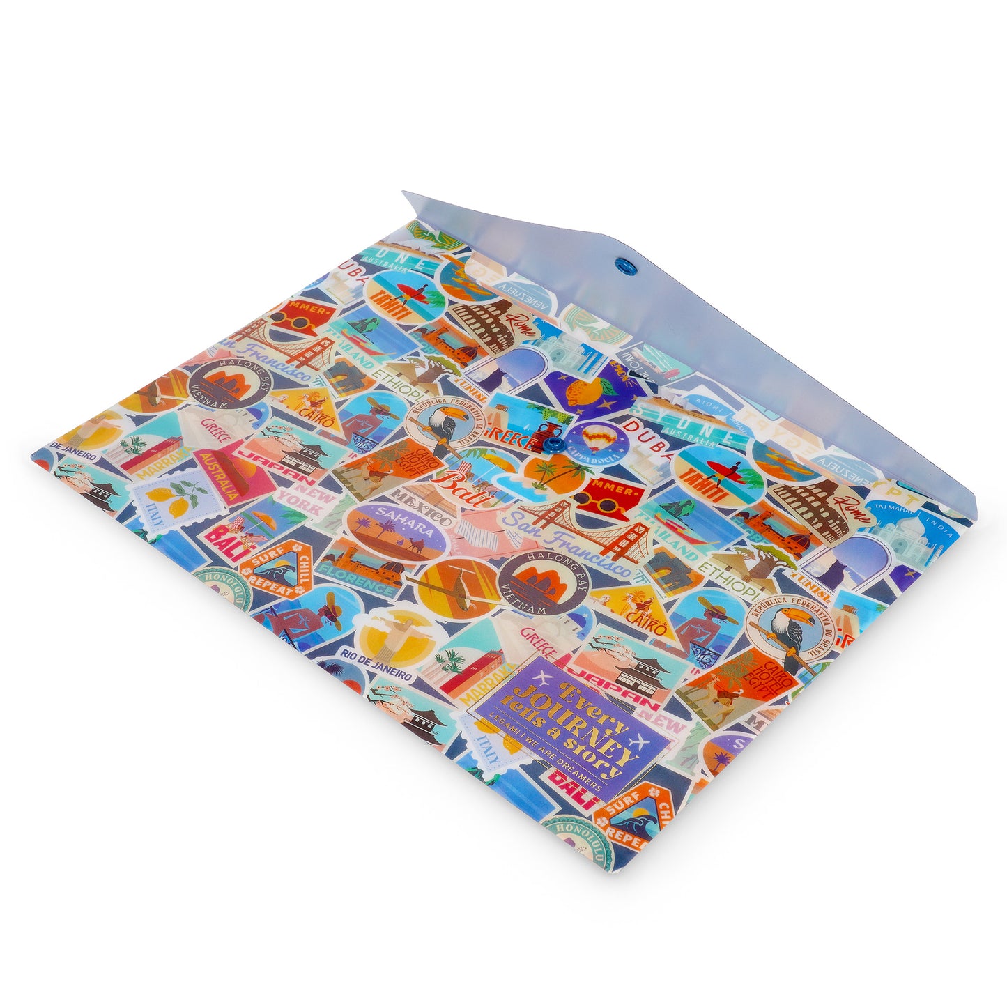 Legami Fold & Order Document Folder - Travel - Stickers