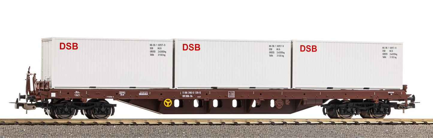 Piko Classic DSB Rs Bogie Stage Wagon w/3xContainer Load IV HO Gauge PK24527
