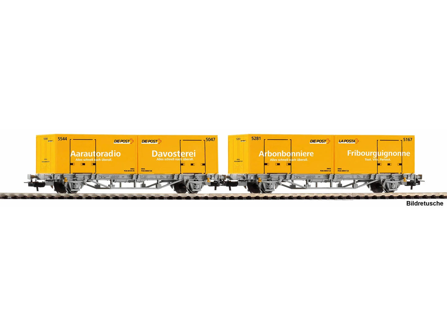 Piko 27748 Hobby CH-Aae Postal Container Wagon Set (2) VI HO Gauge