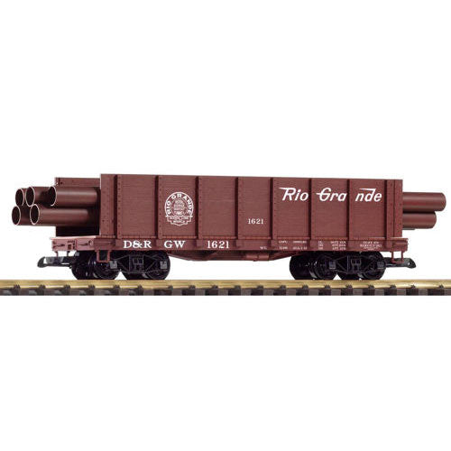 PIKO D&RGW Flat Wagon w/ Pipe Load G Gauge 38749