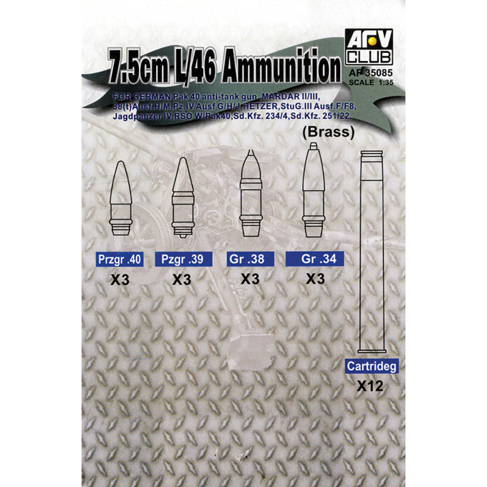 AFV Club AF35085 Panzer IV 7.5cm KwK L/46 Ammo Set 1:35 Model Kit